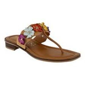 Toscanella Made In Italy Womens Nana Low Wedge Floral Thong‎ Sandal Size 7.5